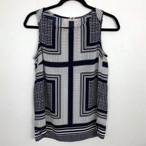 41 Hawthorne Stitch Fix Navy White Printed Sleeveless Blouse